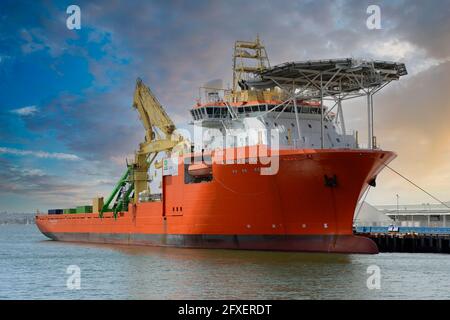 Normand Energy pipe laying vessel docked in San Diego CA Stock Photo