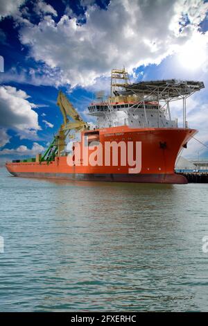 Normand Energy pipe laying vessel docked in San Diego CA Stock Photo