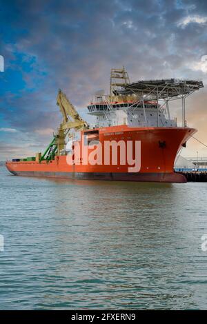 Normand Energy pipe laying vessel docked in San Diego CA Stock Photo