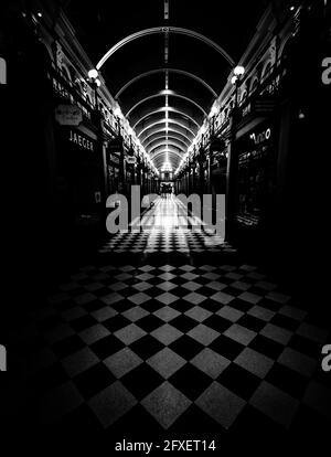 BIRMINGHAM, UNITED KINGDOM - Feb 26, 2017: Great Western Arcade in Birmingham, UK. The shopping gallery is a famous Grade II listed monument, built in Stock Photo