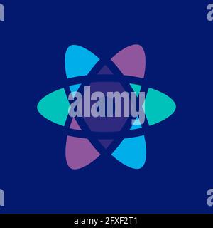 colorful creative scientific atom symbol science logo design vector graphic concept Stock Vector
