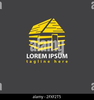 nice and simple log woods cabin logo design vector illustration Stock Vector