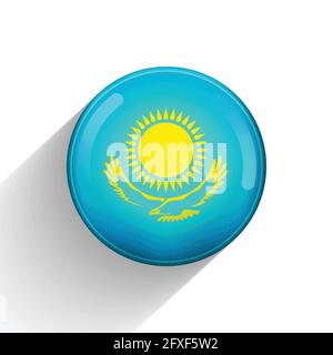 Glass light ball with flag of Kazakhstan. Round sphere, template icon. Kazakh national symbol. Glossy realistic ball, 3D abstract vector illustration Stock Vector