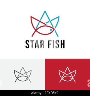 Star Fish Monoline Simple Modern Animal Logo Stock Vector