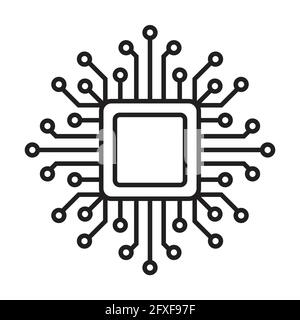Processor chip vector icon for graphic design, logo, web site, social media, mobile app, ui illustration Stock Vector