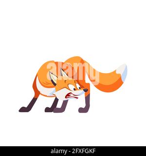 Red fox character clip art vector forest animal face smile full running ...