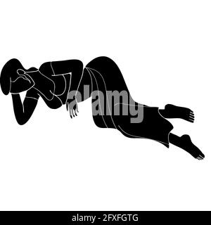 silhouette of Indian women lying on the floor illustrated on white background Stock Photo