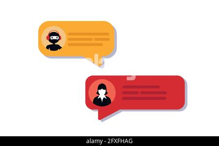 Chatbot conversation with artificial intelligence technology providing virtual customer support Stock Vector