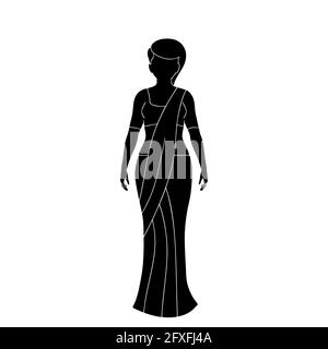 beauty of indian saree illustrated on white isolated background Stock Photo