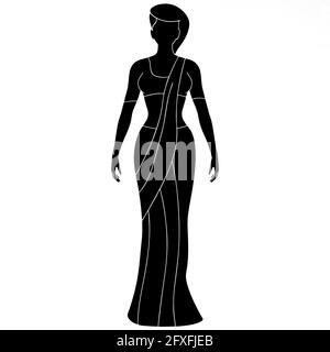 beauty of indian saree illustrated on white isolated background Stock Photo