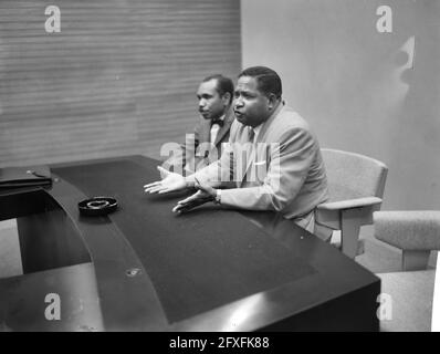 Two leaders of the New Guinea Council arrived at Schiphol Airport left Tonggahma and Wonsiwor, August 20, 1962, arrivals, leaders, The Netherlands, 20th century press agency photo, news to remember, documentary, historic photography 1945-1990, visual stories, human history of the Twentieth Century, capturing moments in time Stock Photo