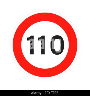 Illustration of Speed limit 110 kmh traffic sign on white background ...