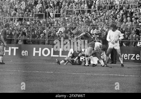 Nec against Ajax 1-3 (KNVB cup); game moments, 12 October 1975, sport,  soccer, The Netherlands, 20th century press agency photo, news to remember,  documentary, historic photography 1945-1990, visual stories, human history  of