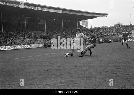 Nec against Ajax 1-3 (KNVB cup); game moments, 12 October 1975, sport,  soccer, The Netherlands, 20th century press agency photo, news to remember,  documentary, historic photography 1945-1990, visual stories, human history  of