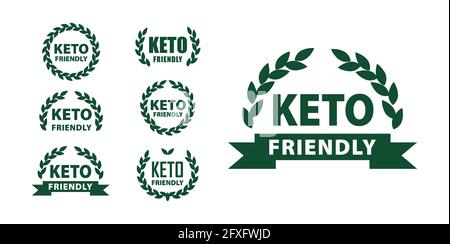 Keto diet friendly stamp for products. Ketogenic label,marks set certified ketogenic food and lifestyle Stock Vector
