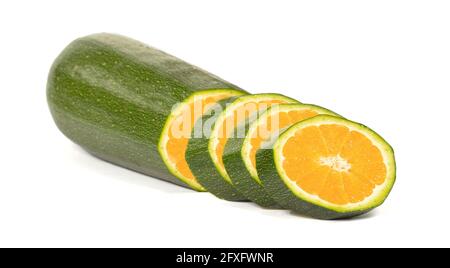 Sliced zucchini or orange, isolated on white background Stock Photo