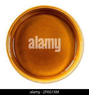 top view of empty round ceramic bowl cutout on white background Stock Photo