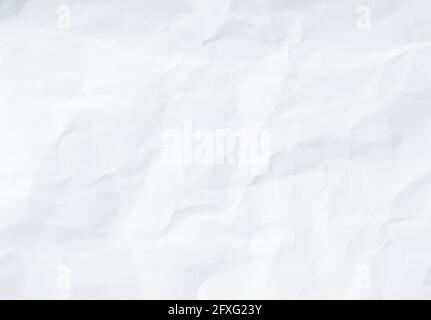 Crumpled white paper texture, flat full frame background Stock Photo