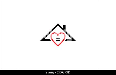 Simple icon of house with heart shape logo design vector illustration Stock Vector