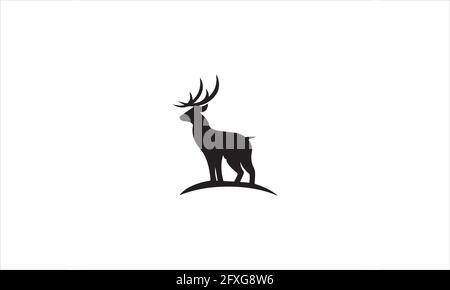 Black icon Deer Logo design illustration vector template Stock Vector