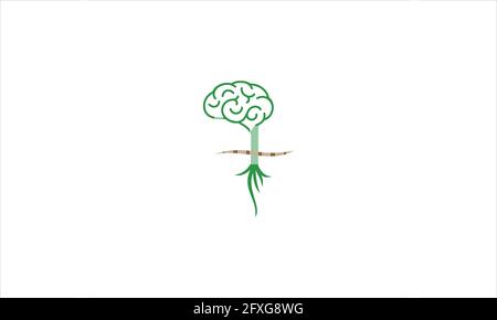 Brain Tree  icon Logo concept design illustration Stock Vector