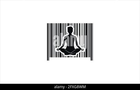 Yoga Barcode Logo Icon Design Stock Vector
