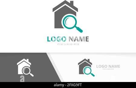 Real estate and loupe logo combination. House and magnifying glass logotype design template. Stock Vector
