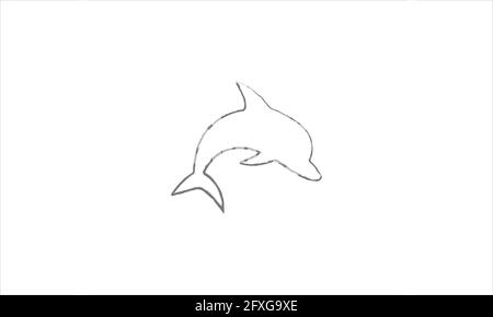 hand drawn Dolphin fish icon logo design vector illustration  template Stock Vector