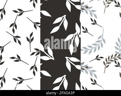 Vector set of packaging design templates, seamless patterns and frames with leaves for cosmetics, beauty products, organic and healthy food - modern o Stock Vector