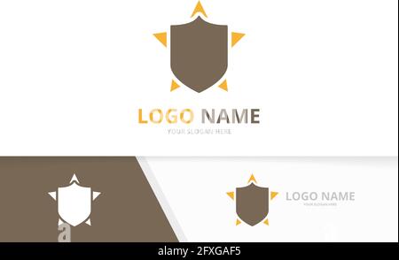 Vector shield and star logo combination. Security and leader logotype design template. Stock Vector