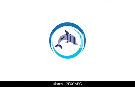 Dolphin fish logo icon vector  template illustration Stock Vector