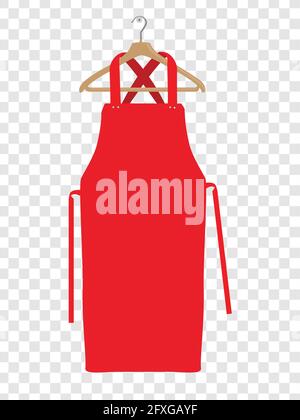 Red kitchen apron. Chef uniform for cooking vector template. Kitchen protective red apron for chef uniform Stock Vector