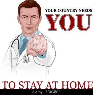 Doctor Pointing Your Country Needs You Stock Vector