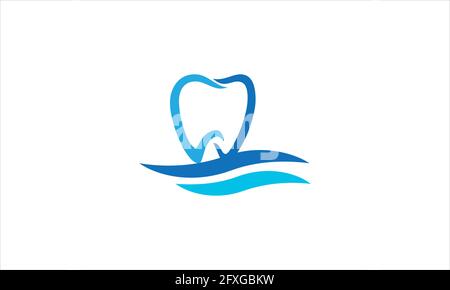 Dental Logo Design Creative Dentist icon Dental Clinic with water wave Creative Company Vector Logo illustration Stock Vector
