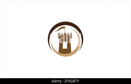 Castle, fortress vector logo or Tower architecture icon design vector illustration Stock Vector