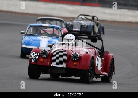 Peter Garland, Morgan Plus 8, HSCC Historic Road Sports Championships, Historic Sports Car Club, HSCC, International Trophy Meeting, Silverstone Grand Stock Photo