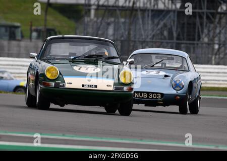 Guy Ziser, Porsche 911, Brian Arculus, Lotus Elite, HSCC Historic Road Sports Championships, Historic Sports Car Club, HSCC, International Trophy Meet Stock Photo