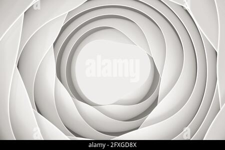 White curves with abstract geometry, 3d rendering. Computer digital drawing. Stock Photo