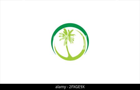 Coconut tree icon logo in flat design i inspiration vector template illustration Stock Vector