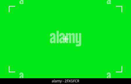 Vector illustration of green screen chroma key background. Blank green background with VFX motion tracking markers Stock Vector
