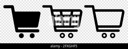 Set of shopping cart icons. Full and empty shopping cart symbol. Vector illustration isolated on transparent background Stock Vector