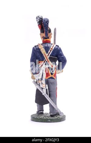 tin soldier squaddie Regiment Household Cavalry of the British Army, 1815 Isolated on white Stock Photo