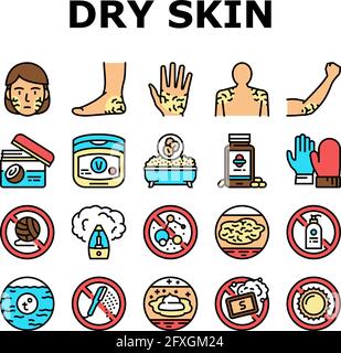Dry Skin Treatment Collection Icons Set Vector Stock Vector Image & Art ...