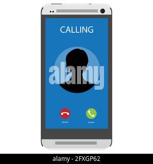 Incoming call on smartphone screen. Flat design vector illustration. Calling service. Modern concept for web banners, web sites, infographics. Creativ Stock Vector