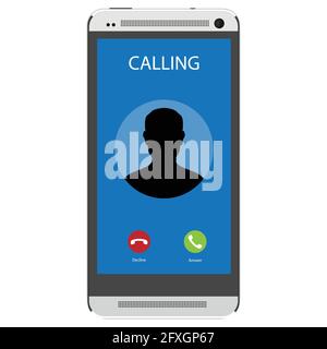 Incoming call on smartphone screen. Flat design vector illustration. Calling service. Modern concept for web banners, web sites, infographics. Creativ Stock Vector