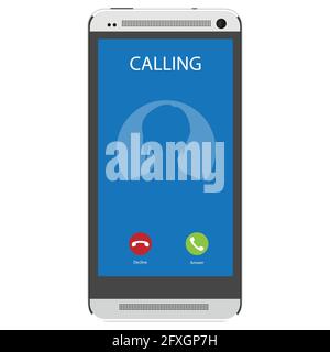 Incoming call on smartphone screen. Flat design vector illustration. Calling service. Modern concept for web banners, web sites, infographics. Creativ Stock Vector