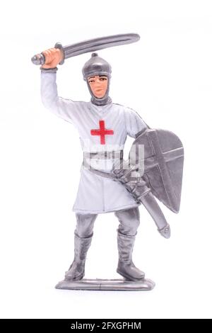 figurine a medieval knight isolated on white Stock Photo