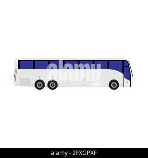 White city bus vector isolated icon, tourist bus, commercial bus Stock Vector