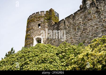 Gorizia, Italy. May 21, 2021.  the panoramic view of the castle on the hill in the city center Stock Photo