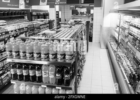 JOHANNESBURG, SOUTH AFRICA - Jan 06, 2021: Johannesburg, South Africa - February 24, 2016: Fully stocked shelves of food and household items at local Stock Photo